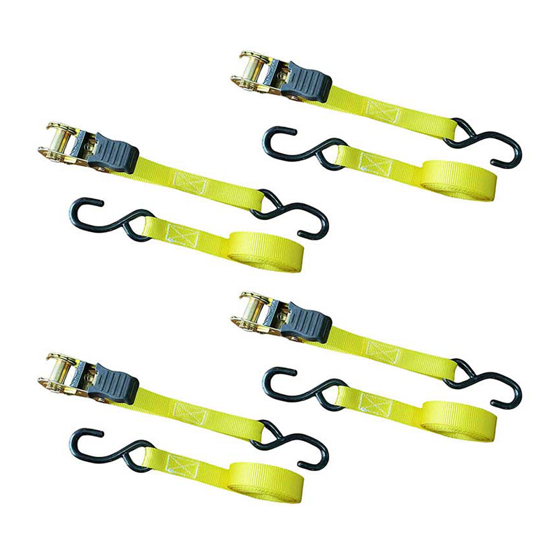 1'' X 15' Tay cầm ngón tay cái nhiều màu Dây đeo Ratchet có móc chữ S phủ nhựa Vinyl