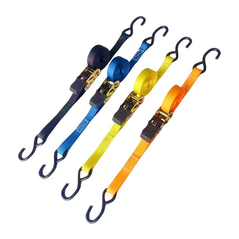 1'' X 15' Tay cầm ngón tay cái nhiều màu Dây đeo Ratchet có móc chữ S phủ nhựa Vinyl