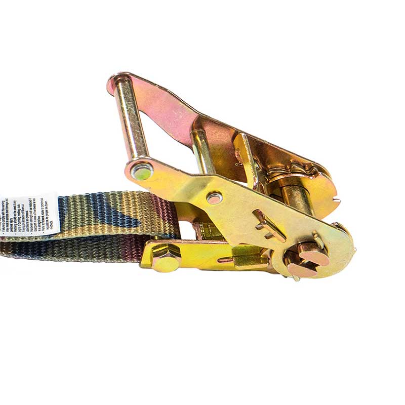 Dây đeo Ratchet có tay cầm bằng sắt ngụy trang 1'' X 8' có móc và móc giữ được phủ nhựa vinyl